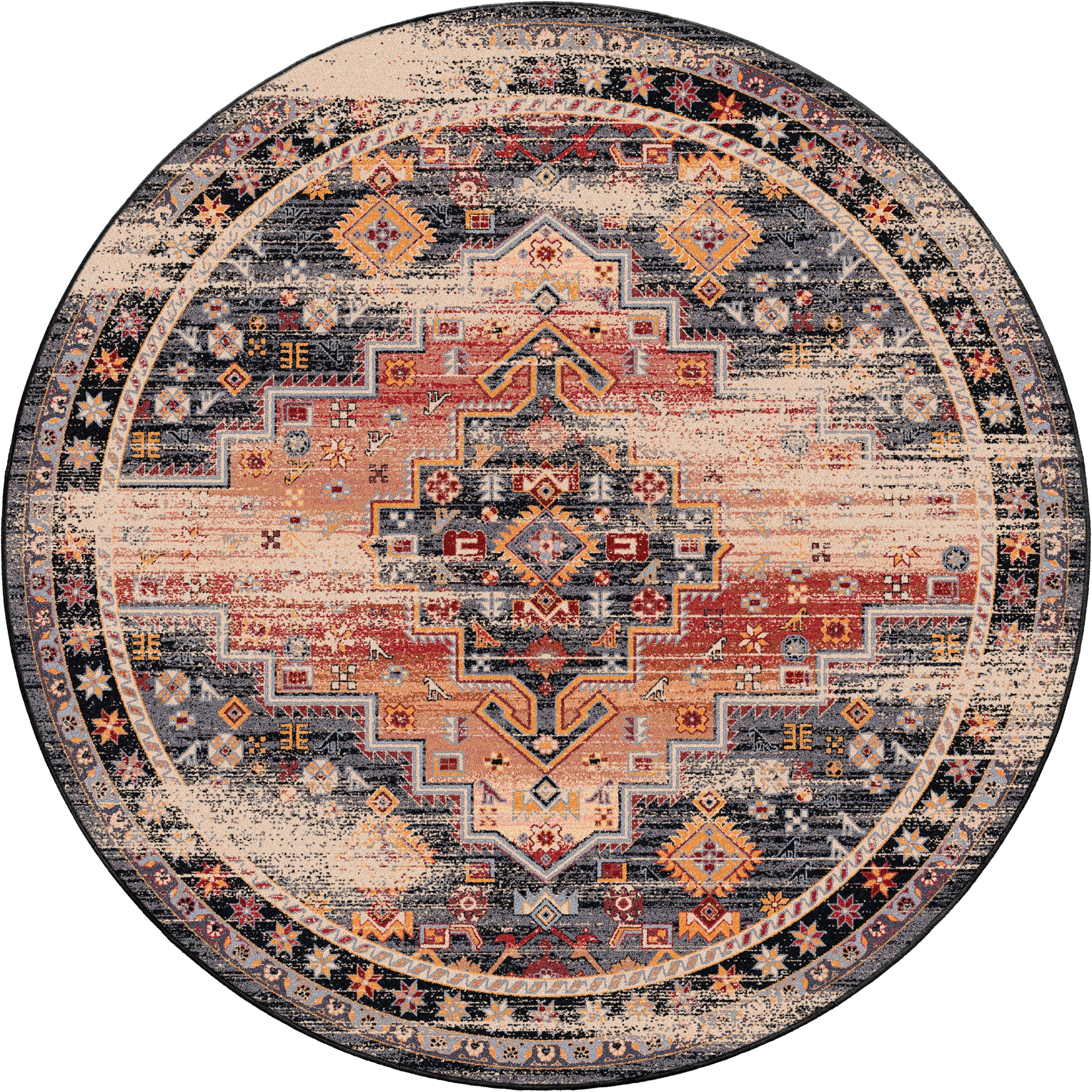 Persian Sunset- Distressed Area Rug