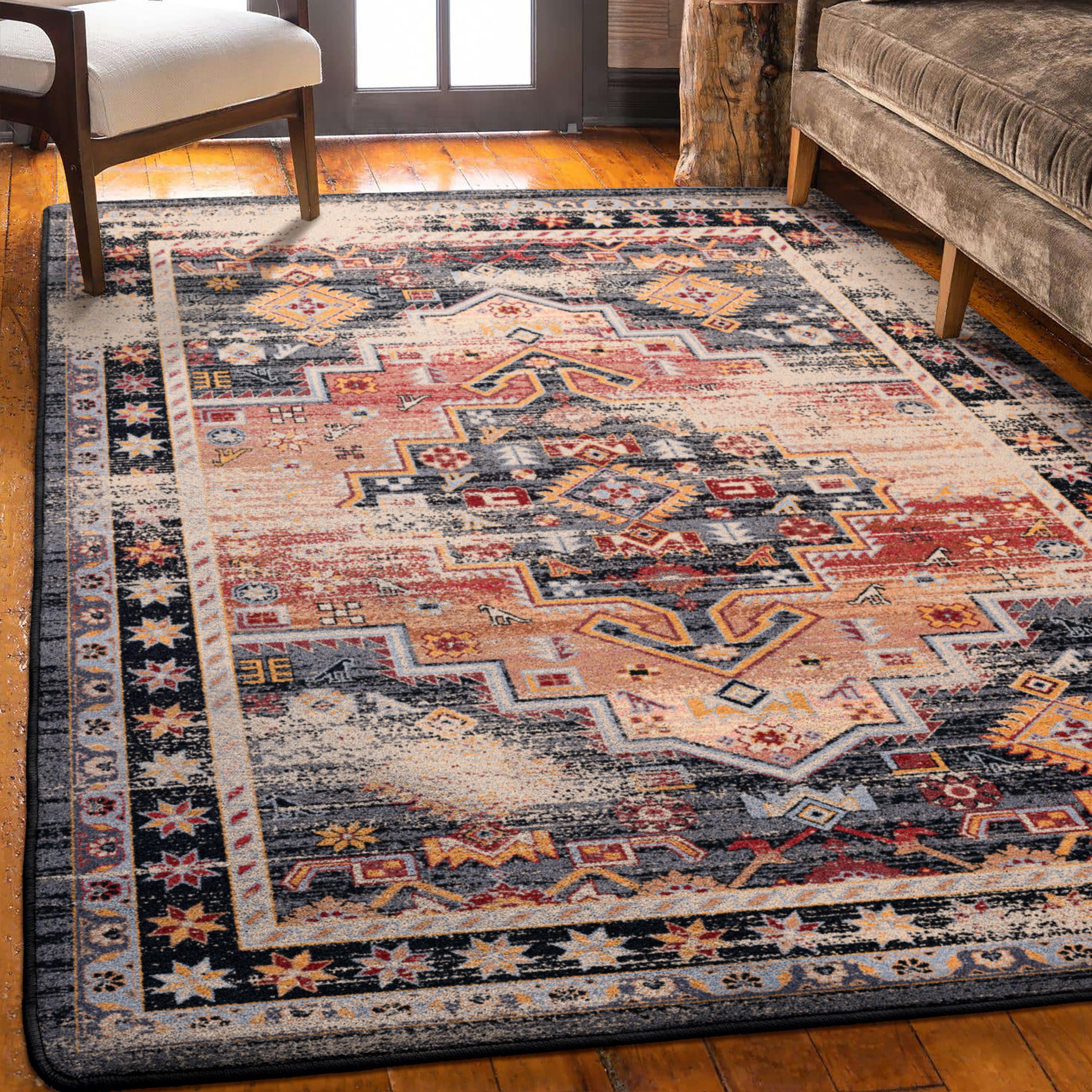 Persian Sunset- Distressed Area Rug