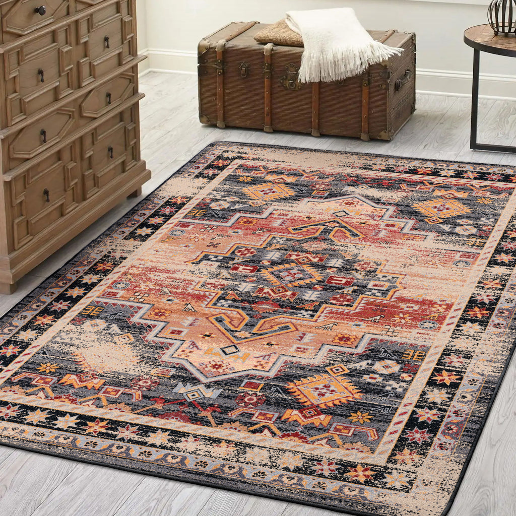 Persian Sunset- Distressed Area Rug