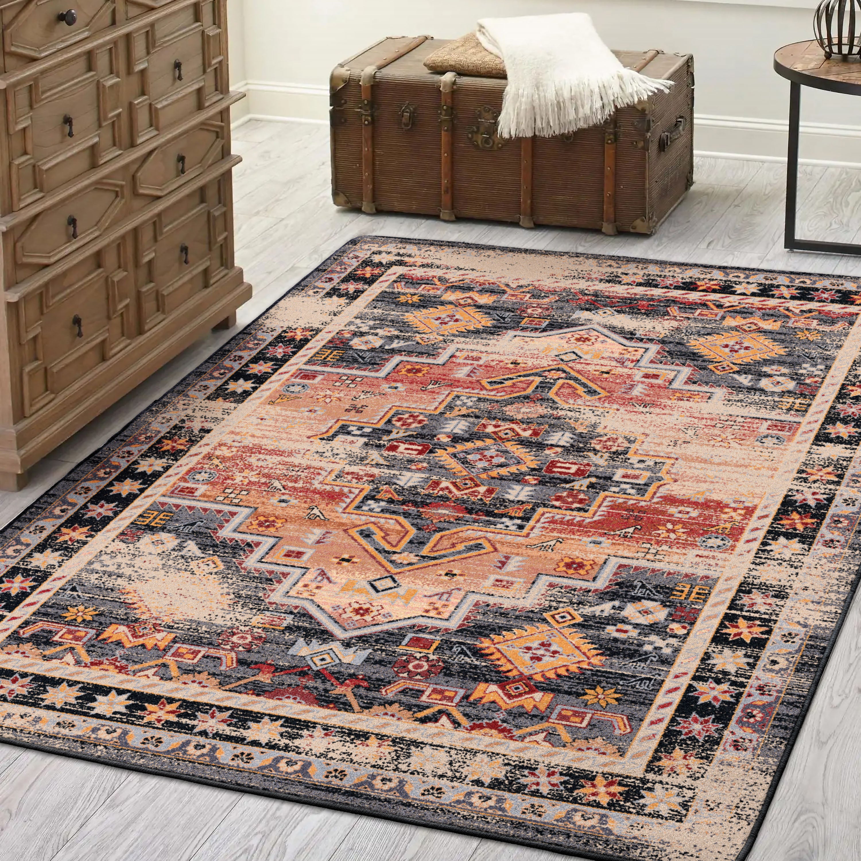 Persian Sunset- Distressed Area Rug