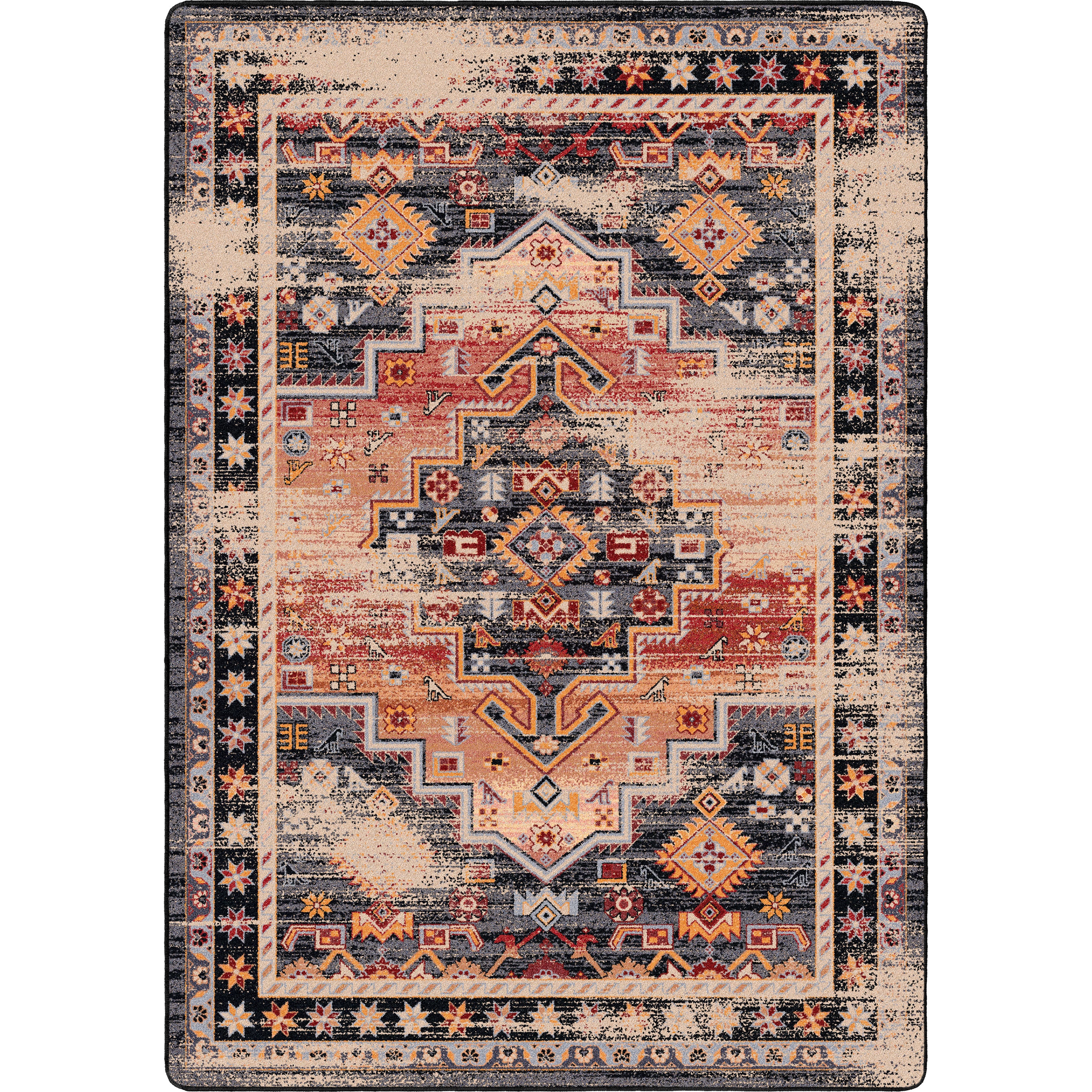 Persian Sunset- Distressed Area Rug