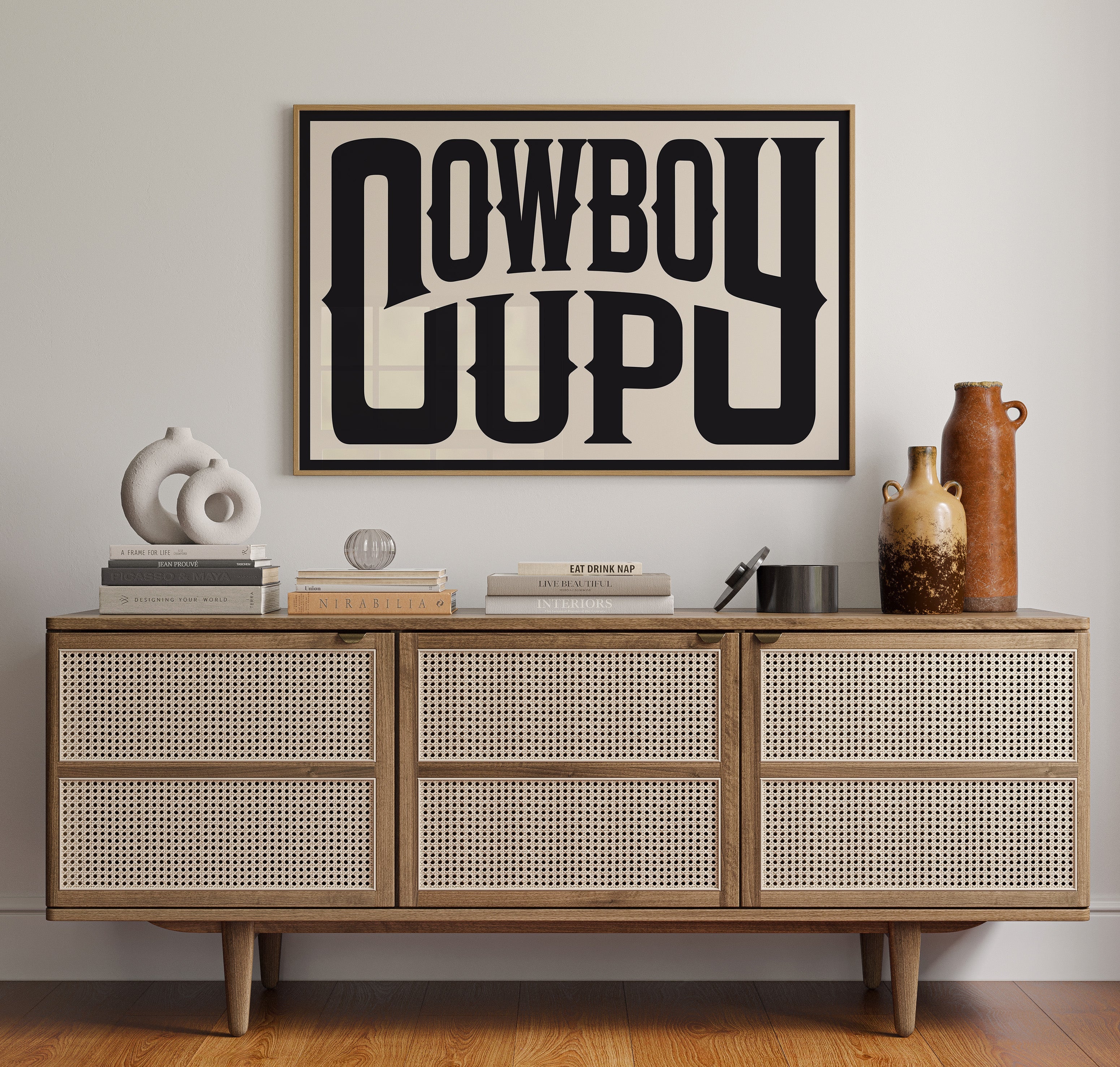 Cowboy Up Western Print in Black Ink