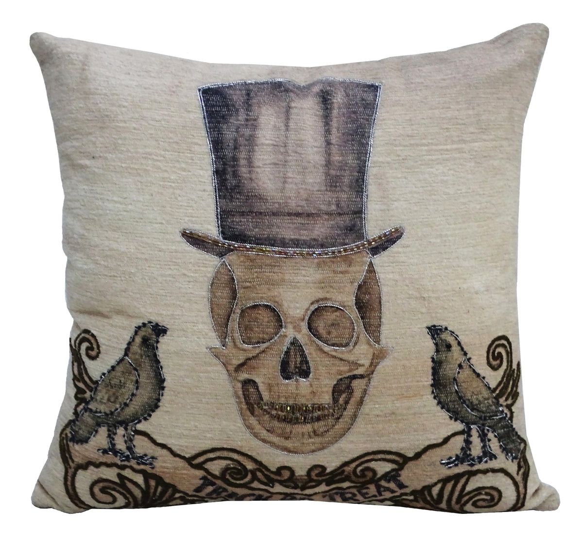 Vibhsa Halloween Embroidered Throw Pillow 20" x 20"