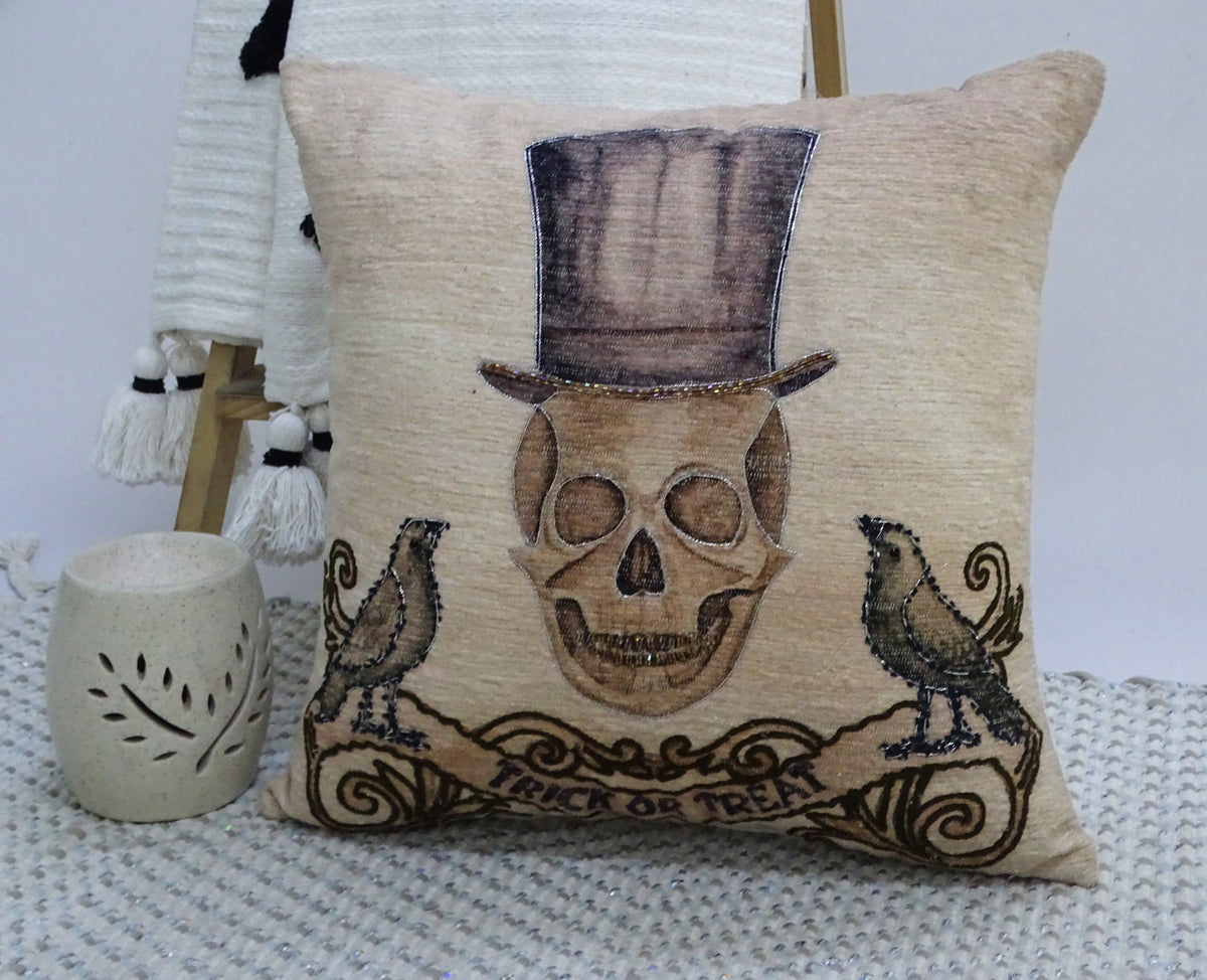 Vibhsa Halloween Embroidered Throw Pillow 20" x 20"
