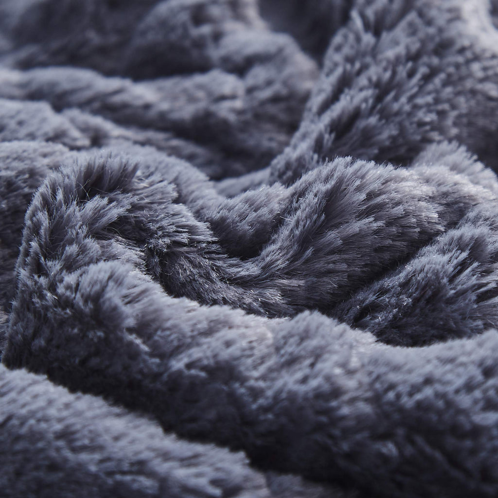 Tache Faux Fur Steel Navy Blue Diamond Trellis Pattern Throw Blanket
