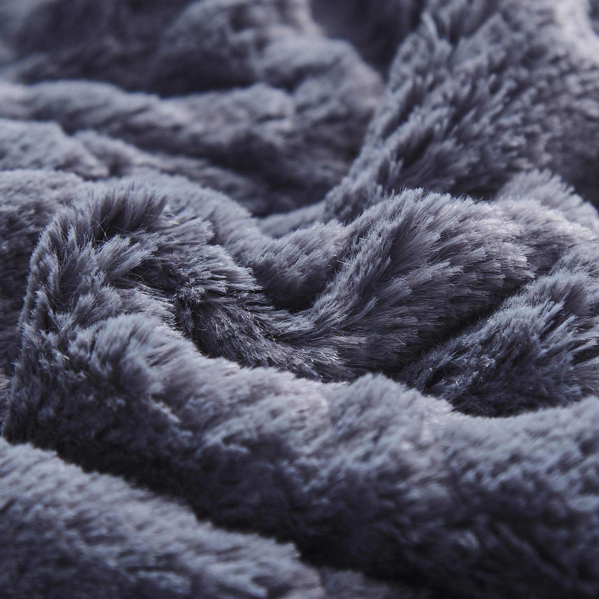 Tache Faux Fur Steel Navy Blue Diamond Trellis Pattern Throw Blanket