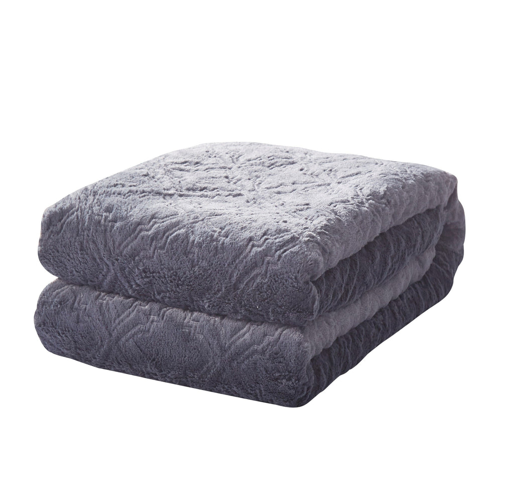 Tache Faux Fur Steel Navy Blue Diamond Trellis Pattern Throw Blanket