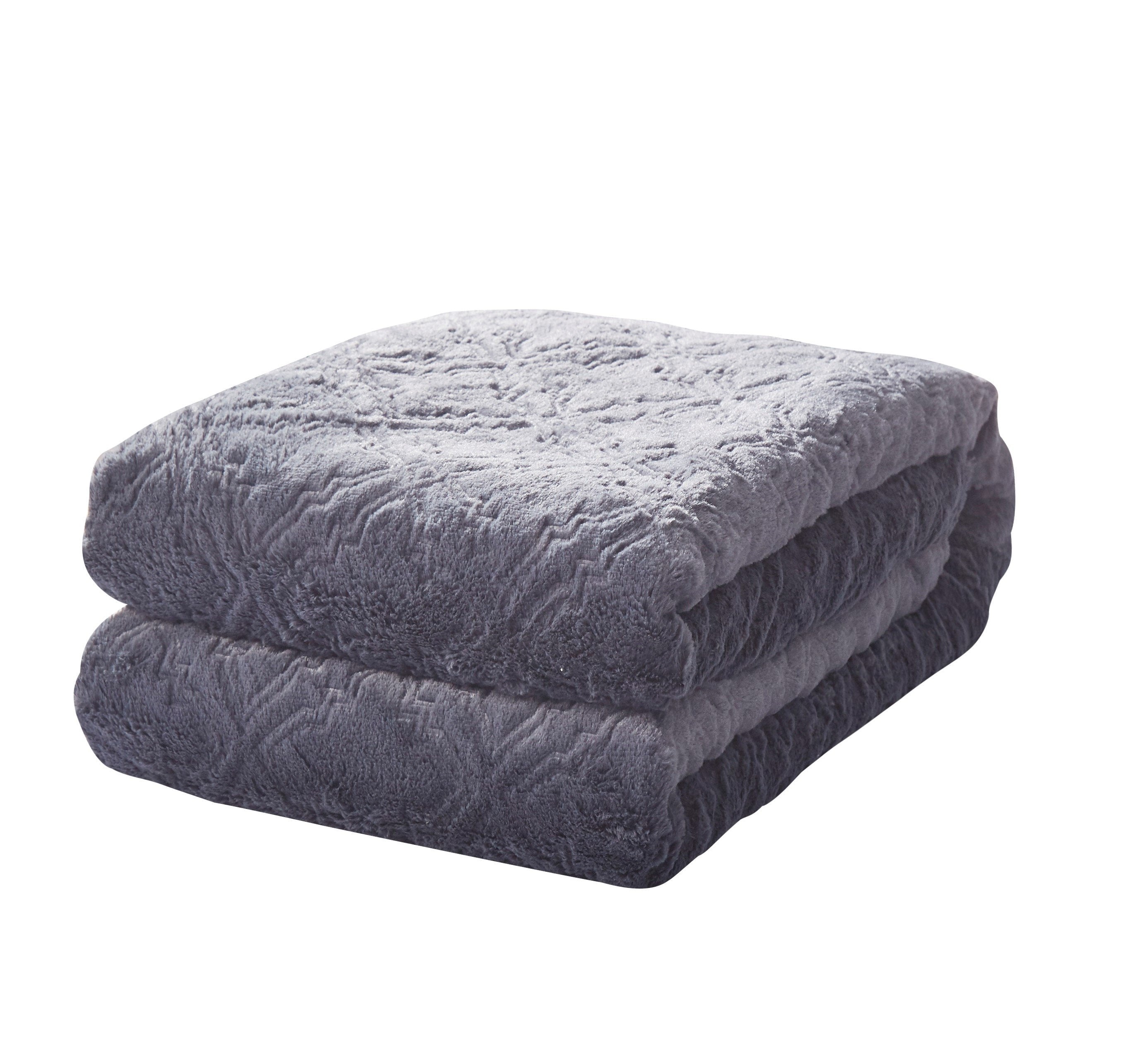 Tache Faux Fur Steel Navy Blue Diamond Trellis Pattern Throw Blanket