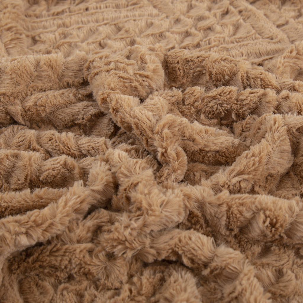Tache Caramel Brown Faux Fur Throw Blanket