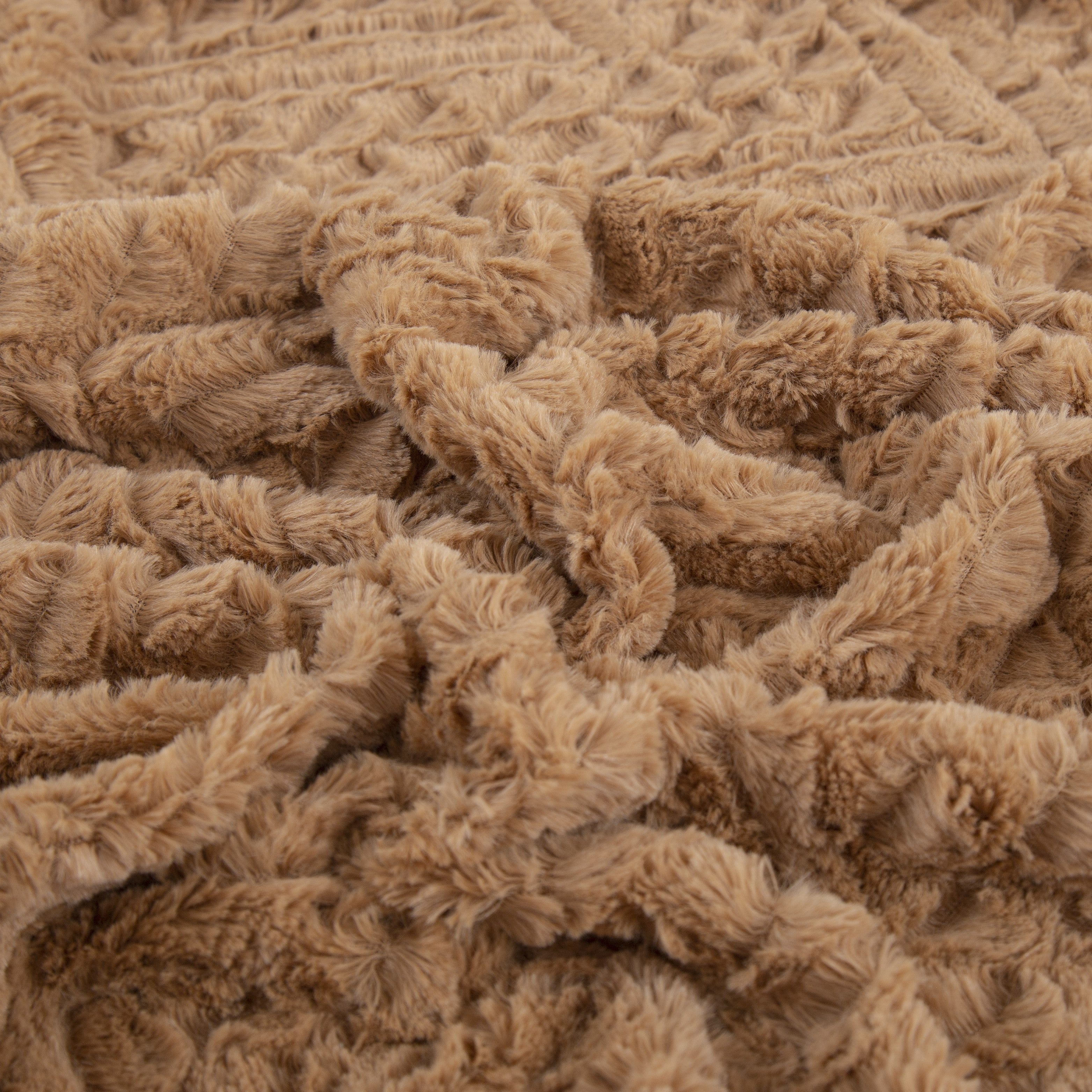 Tache Caramel Brown Faux Fur Throw Blanket