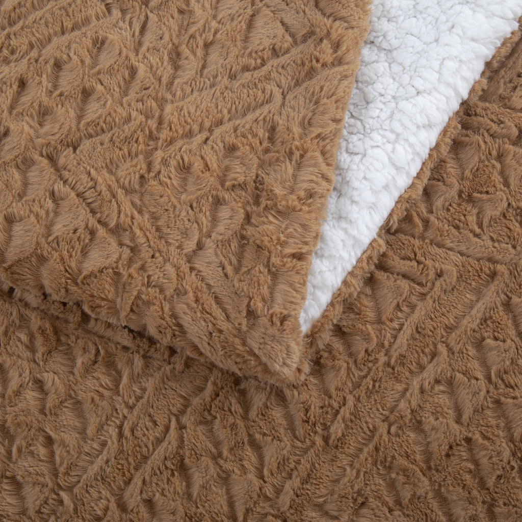 Tache Caramel Brown Faux Fur Throw Blanket