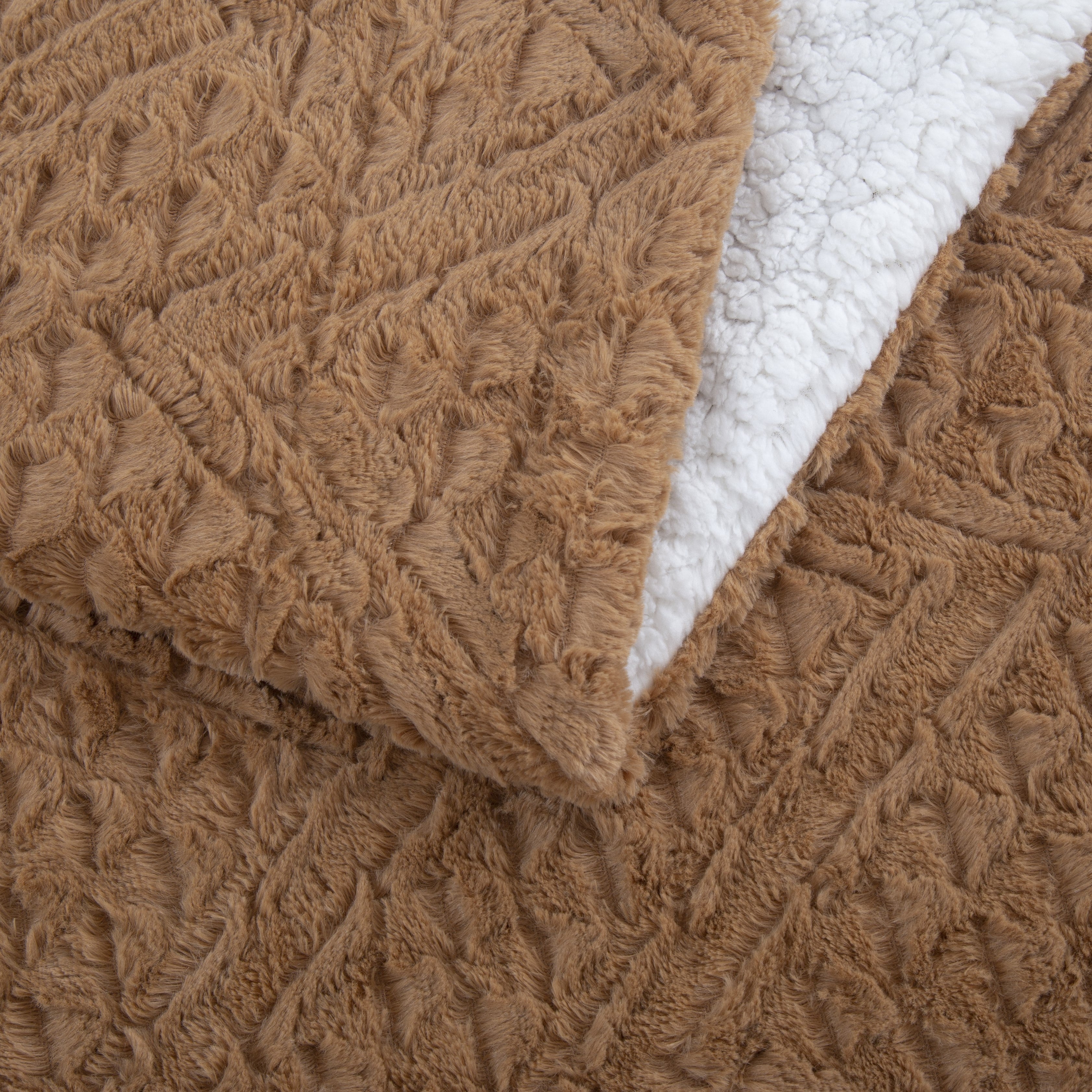 Tache Caramel Brown Faux Fur Throw Blanket