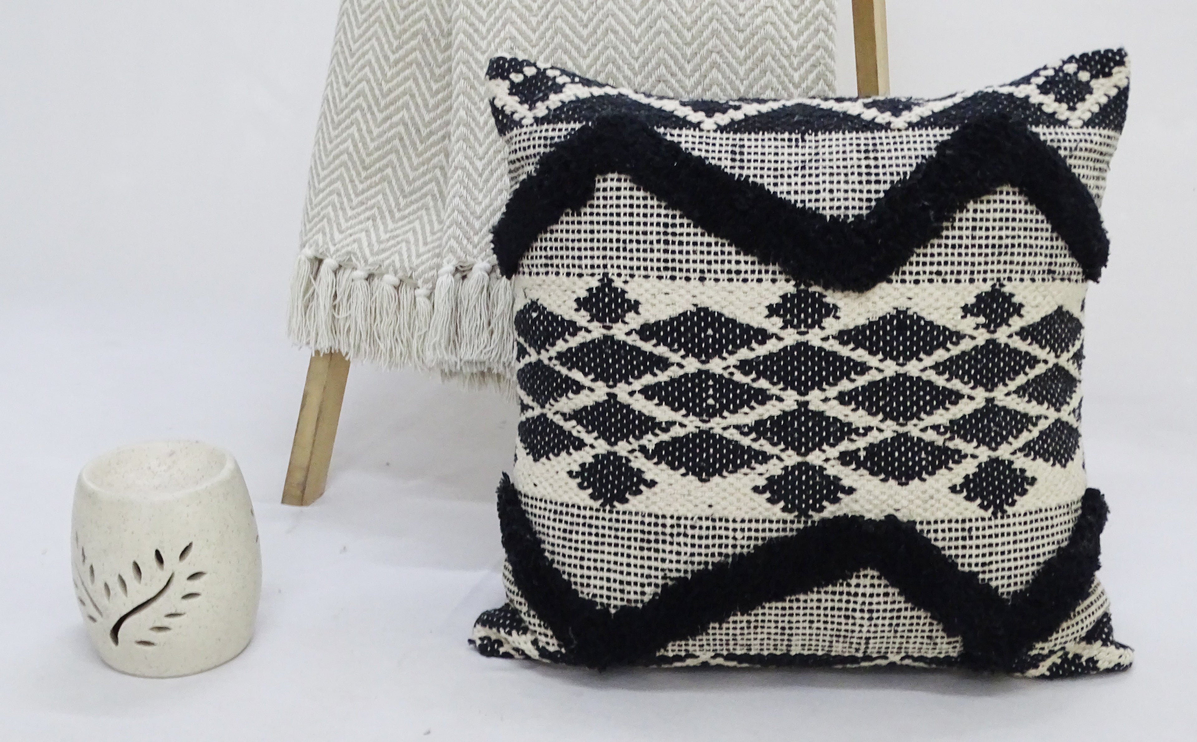 Decorative Tufted Chevron Pillow