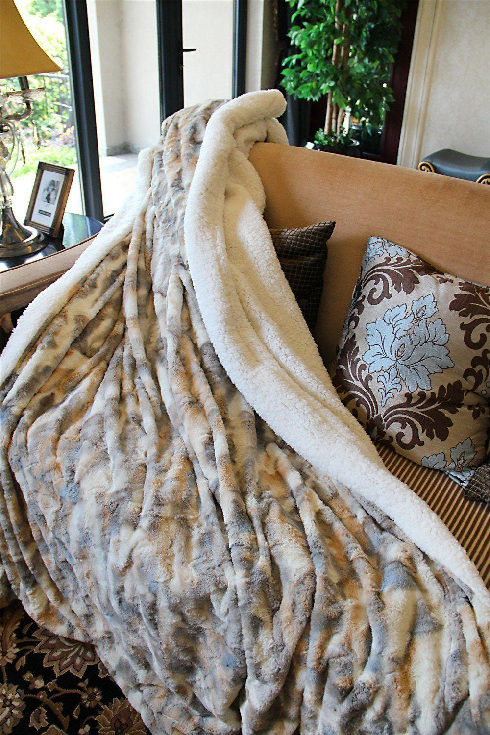 Tache Luxurious Russian Lynx Faux Fur Throw Blanket