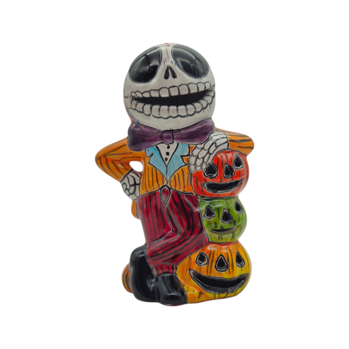 Handmade Talavera Skeleton Statue | Day of the Dead Calavera Decor