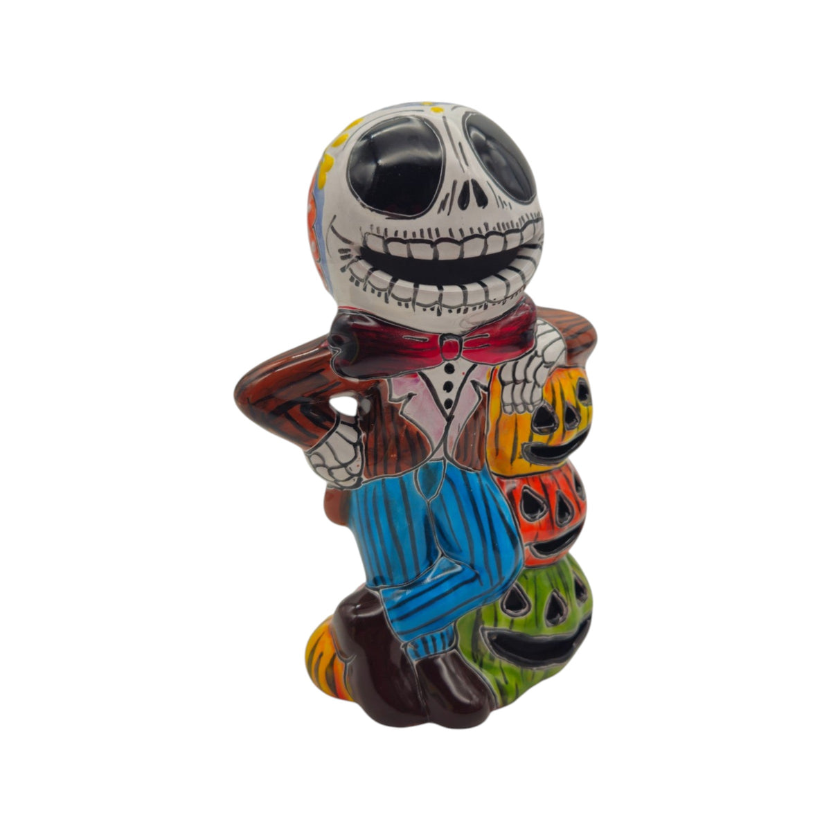 Handmade Talavera Skeleton Statue | Day of the Dead Calavera Decor