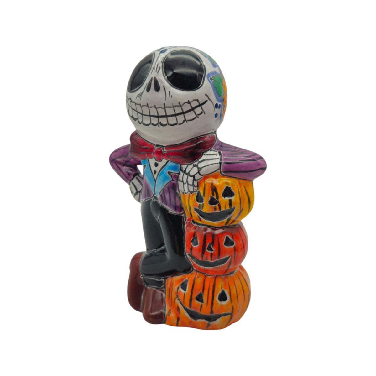 Handmade Talavera Skeleton Statue | Day of the Dead Calavera Decor