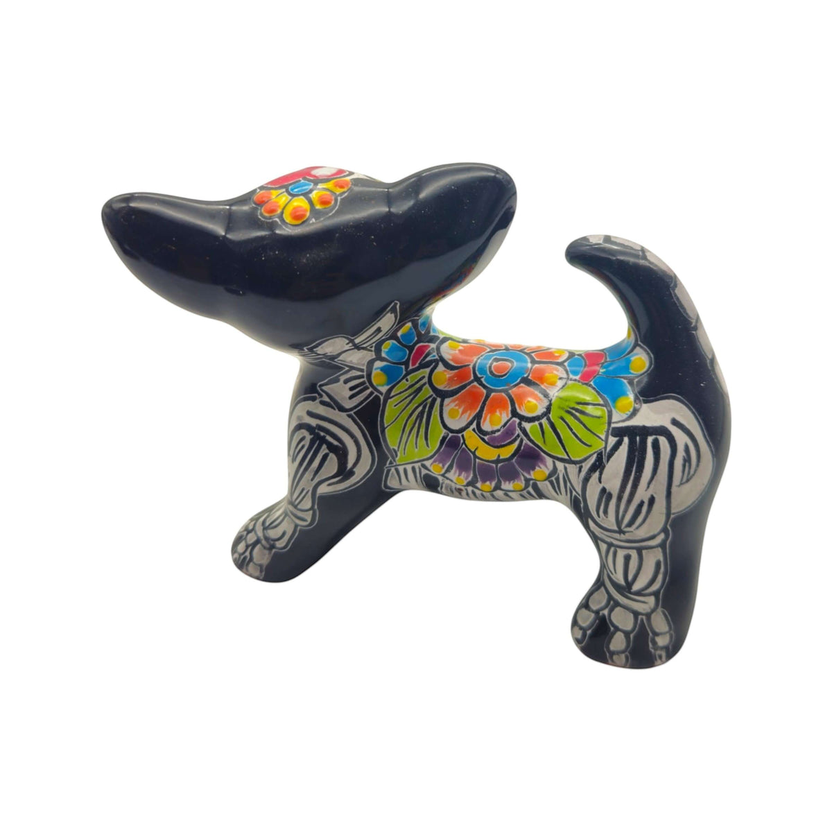 Mini Talavera Chihuahua | Colorful Day of the Dead Figurine