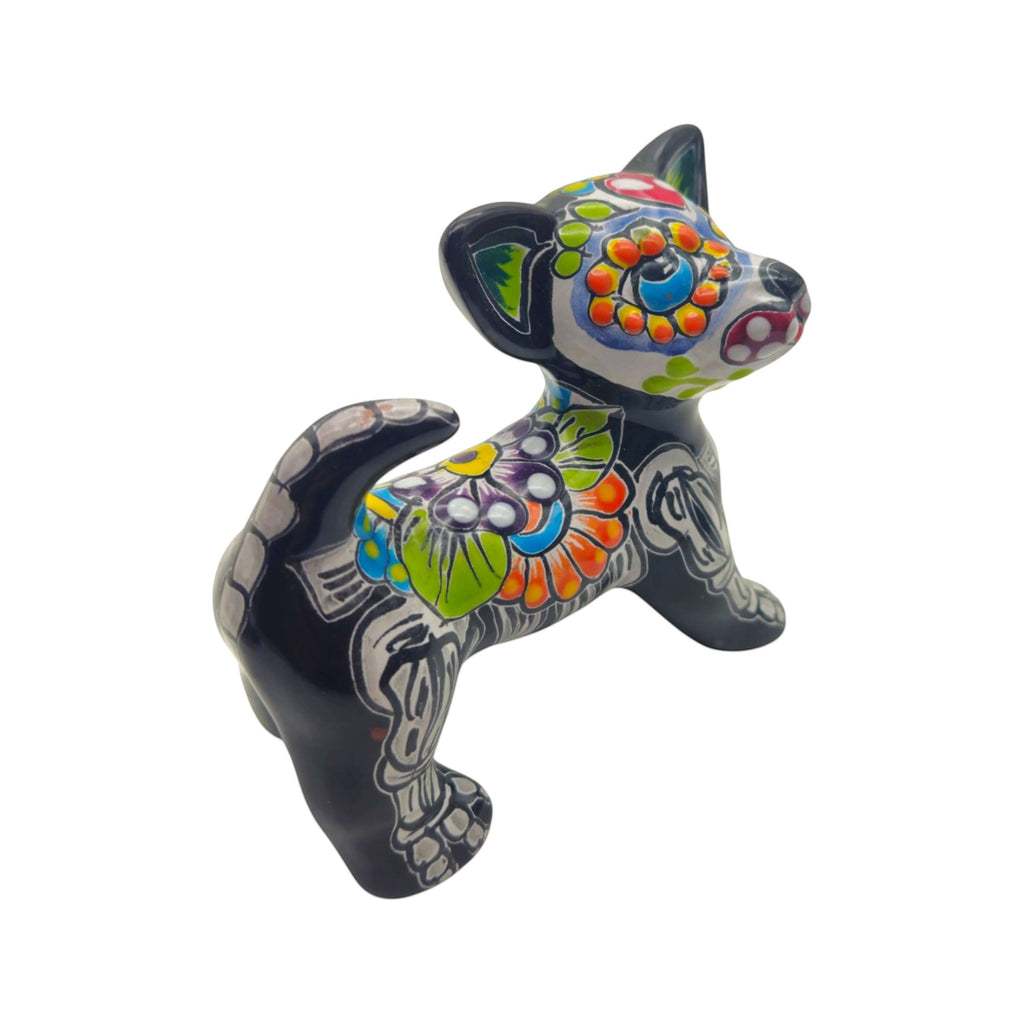 Mini Talavera Chihuahua | Colorful Day of the Dead Figurine