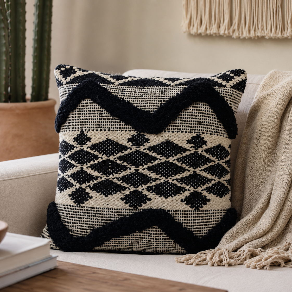 Decorative Tufted Chevron Pillow